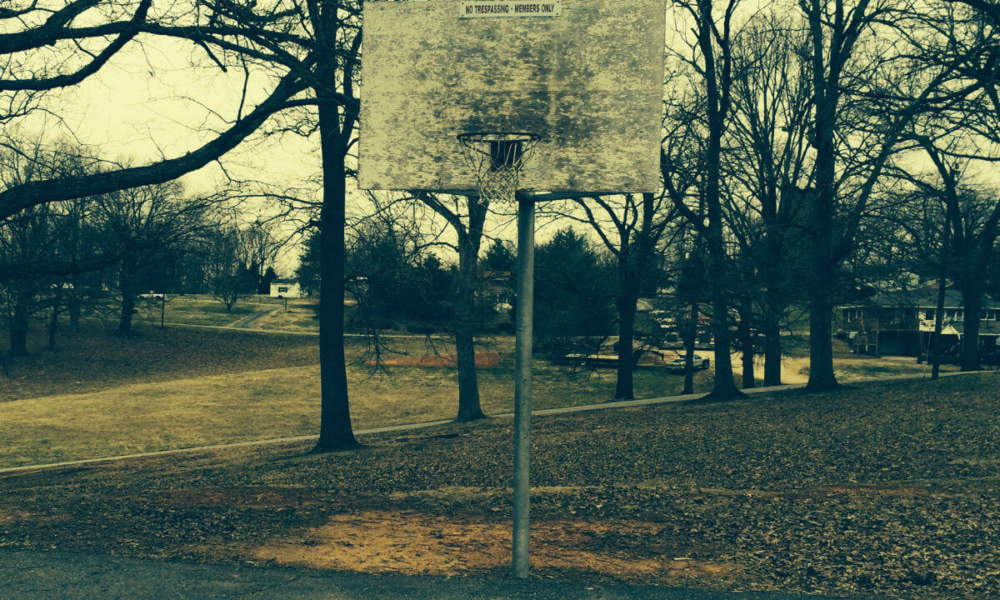 old basketball goal and hoop
