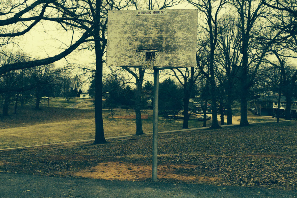 old basketball goal and hoop