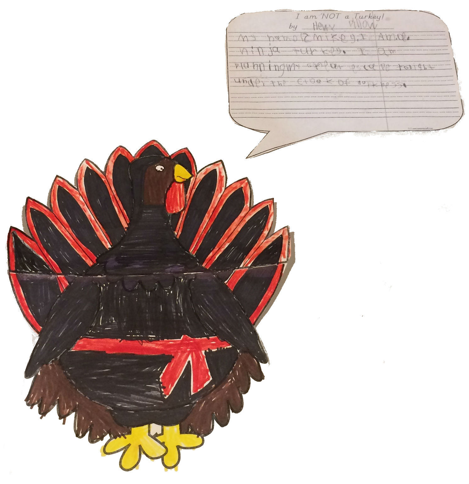 Child's drawing of a turkey in disguise