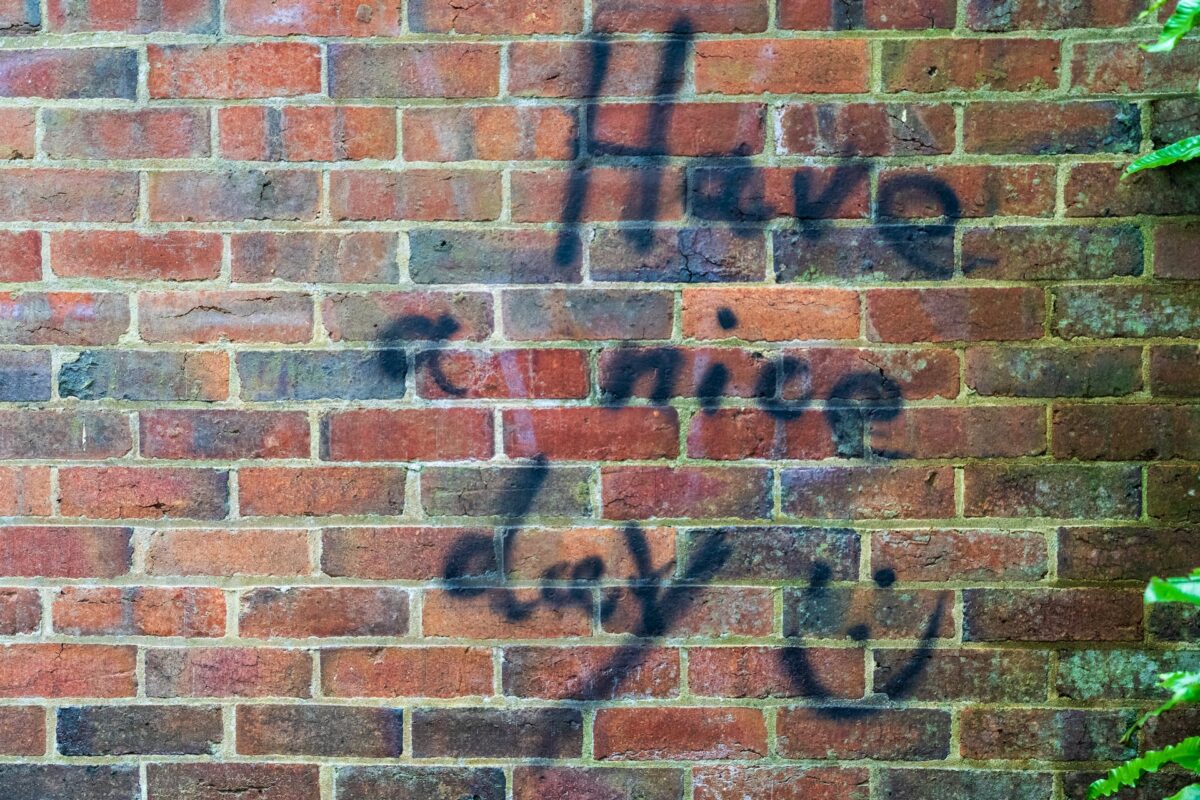 have a nice day spray painted on a brick wall