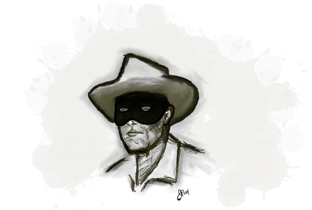 sketch / artwork of the lone ranger aka the lone reader for your blog